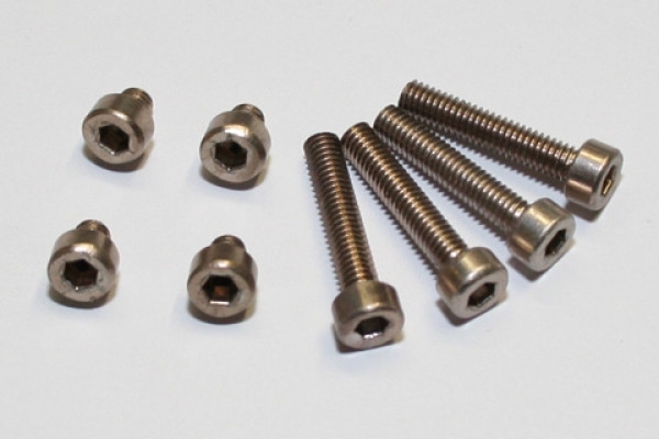 Aluschrauben Set M4 titan eloxiert, 4 x M4 x 23,5 mm, 4 x M4 x 6,5 mm