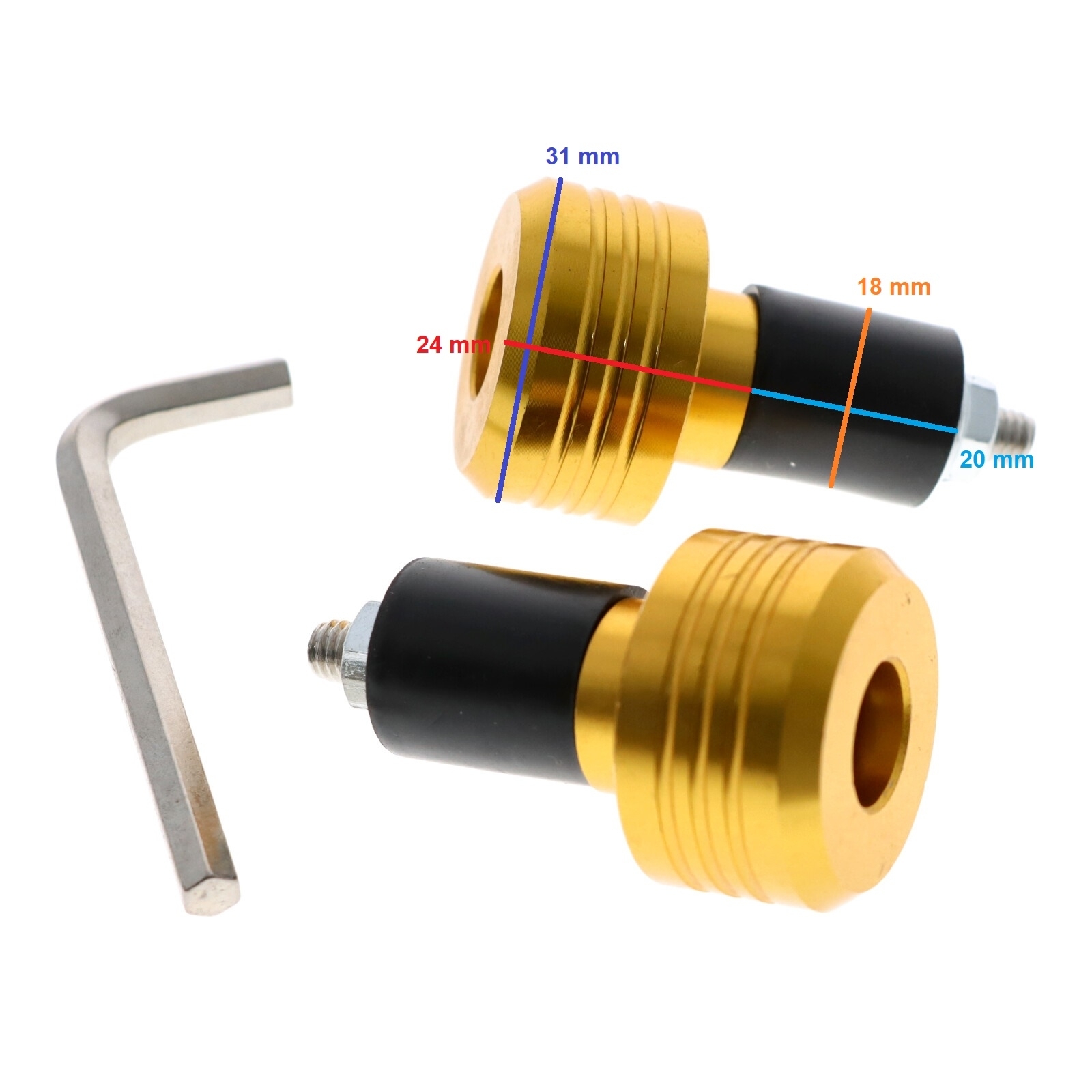 Motorrad Lenkerenden Lenkergewichte 103g gold für Lenker ab 18mm Durchmesser