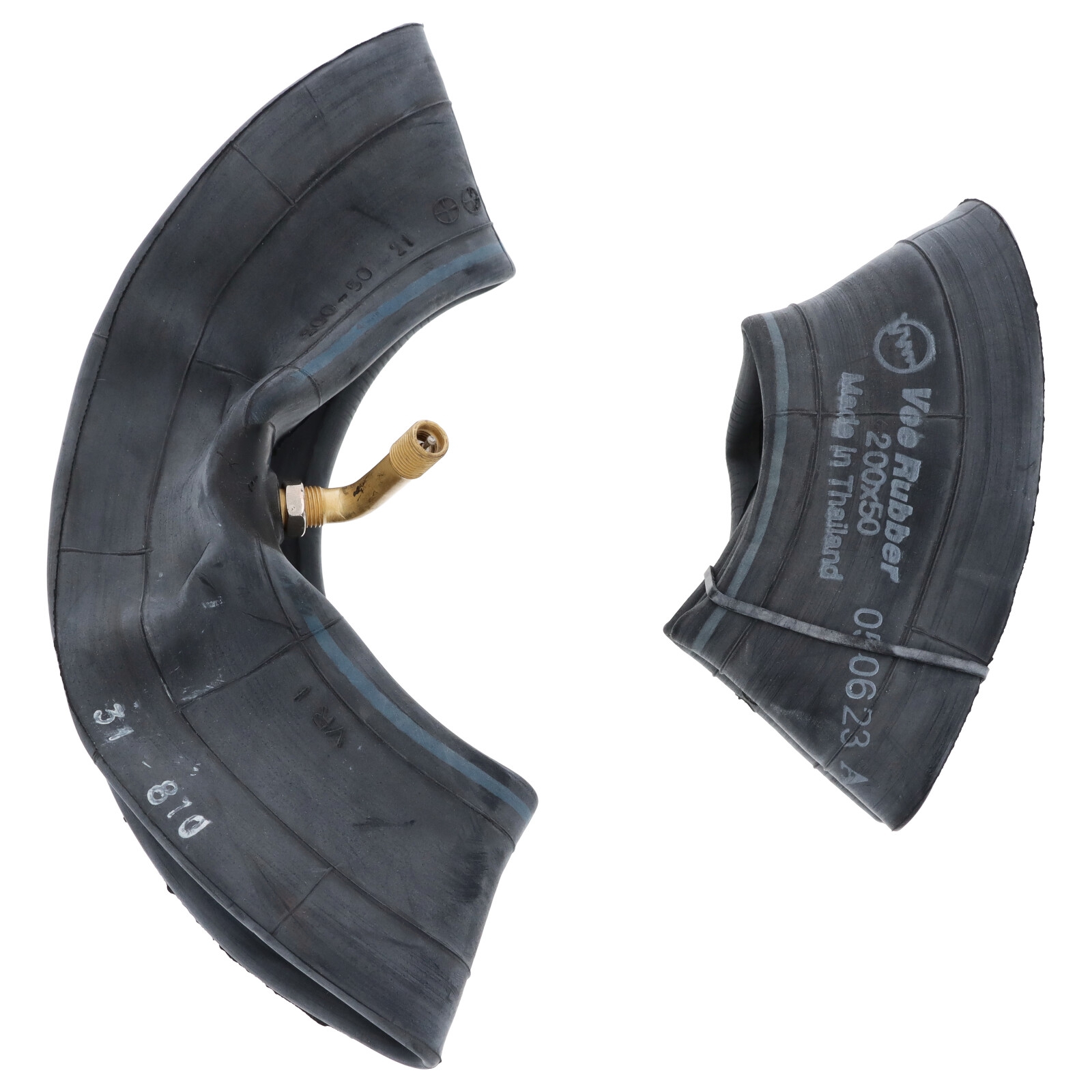 2x Reifenschlauch Schlauch für Rollstuhl 200x50 7 x 3/4 90°/90° mit Autoventil Winkelventil