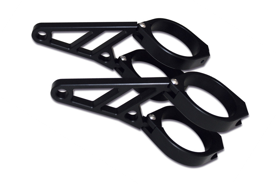 HIGHSIDER  CNC Alu Lampenhalter Set  49+50+52+54 mm Durchmesser, schwarz 207-418 + 220-820