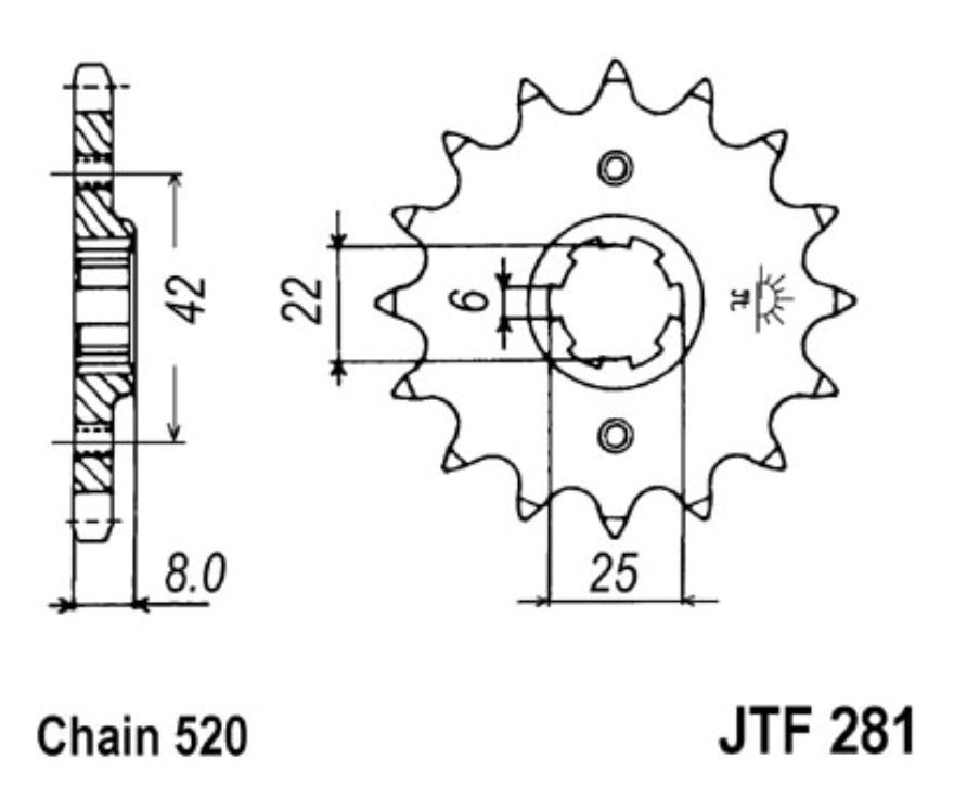 JT Ritzel 16Z Teilung 520 JT Sprockets JTF281.16