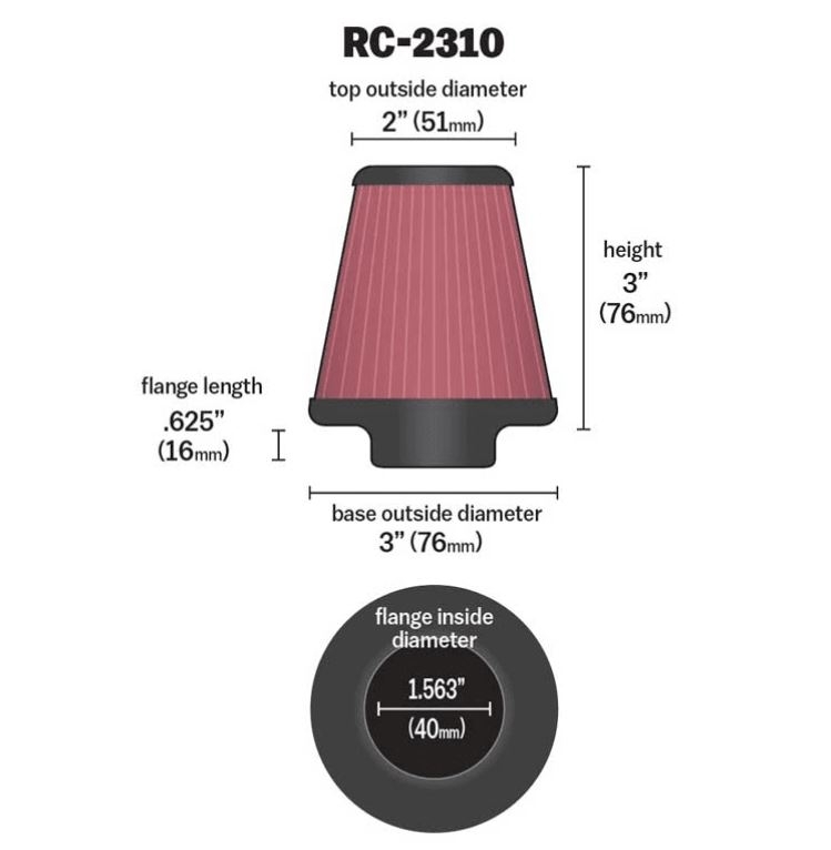 K&N Universal Luftfilter RC-2310