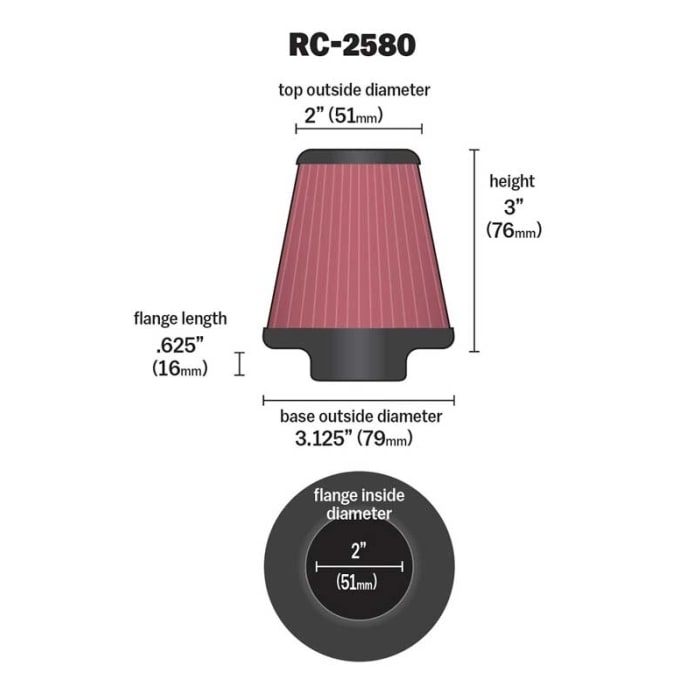K&N Universal-Luftfilter RC-2580