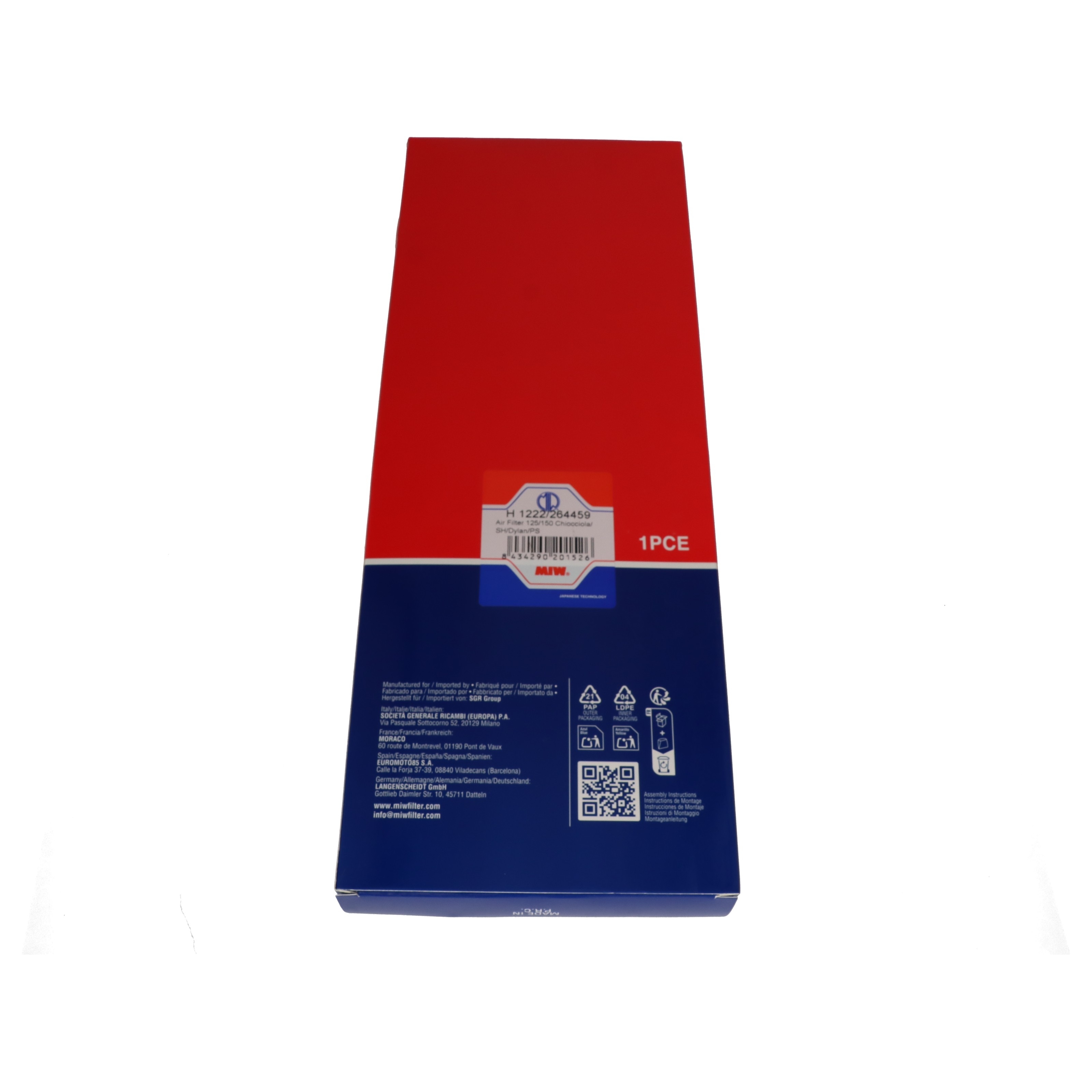 MIW H1222 Luftfilter für Honda NES 125 150 Aerobase PES SES Dylan SH 125 150
