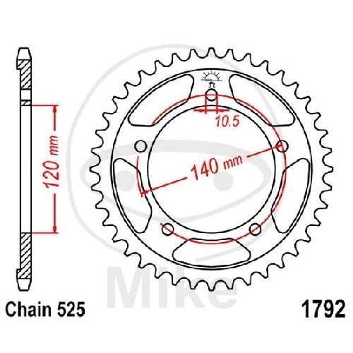 JT Kettenrad 42 Zähne Teilung 525 Innendurchmesser 120 JT Sprockets JTR1792.42