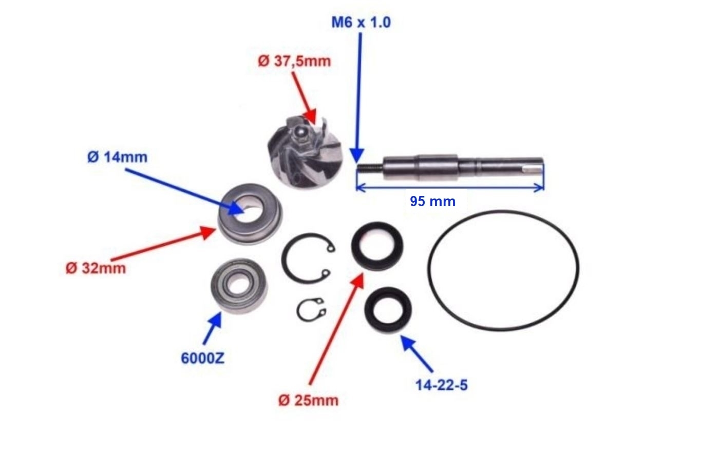 Wasserpumpen Reparatursatz für Honda SH 125i SH 150i 125 150