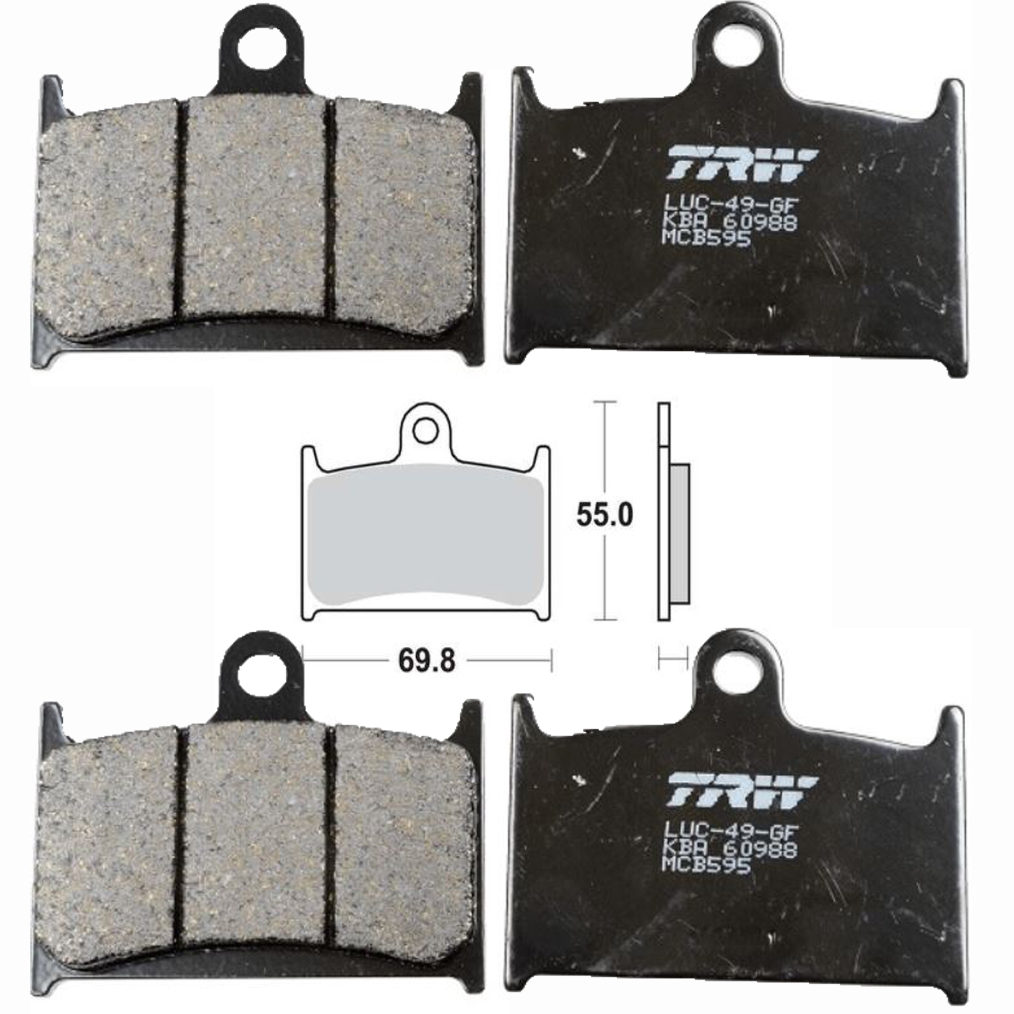 2x TRW Bremsbeläge vorne MCB595 für Suzuki GSX-R750 GSX-R1100 Triumph Yamaha FZR