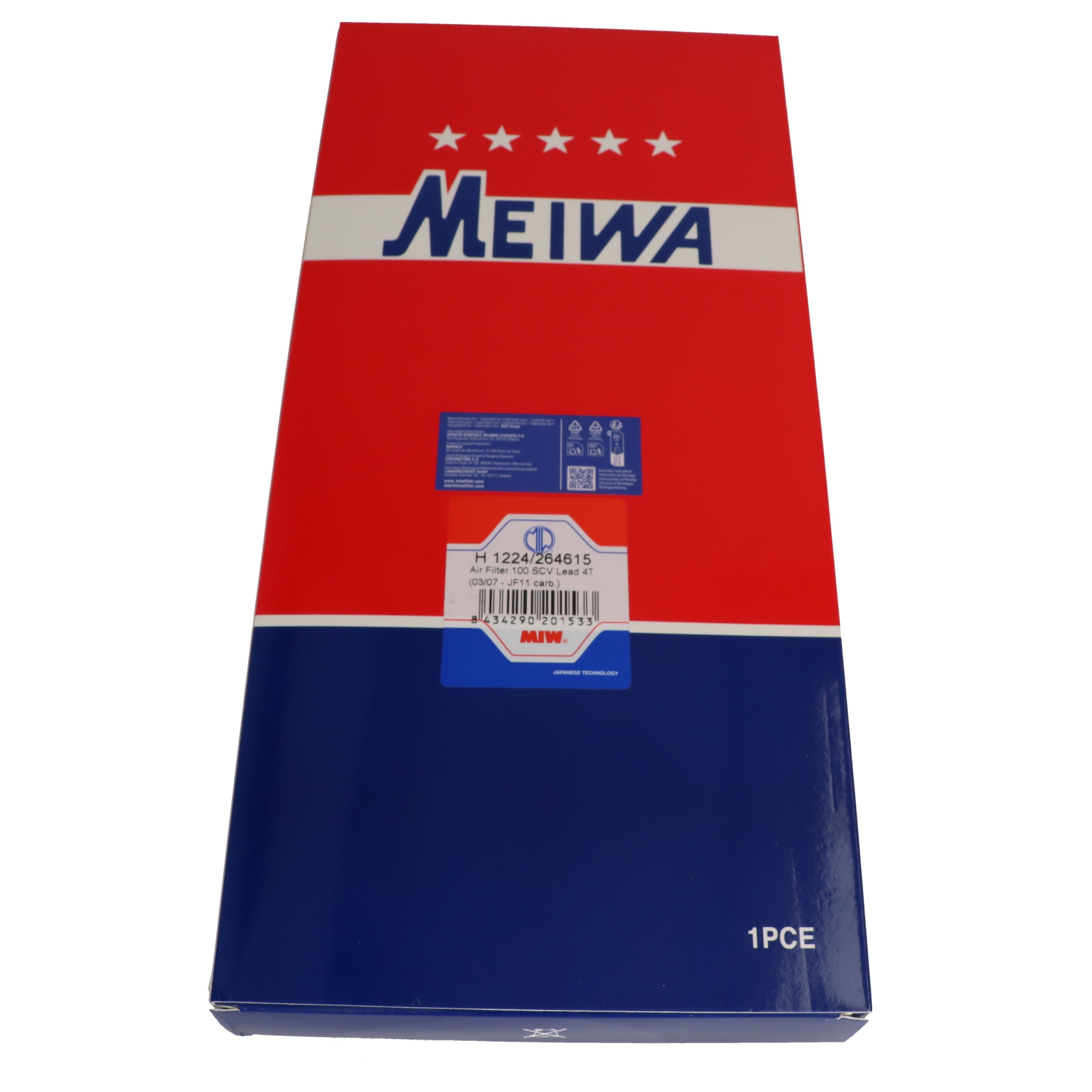 MIW H1224 Luftfilter für Honda SCV100 Lead 2003 - 2008 JF11A Tauschluftfilter