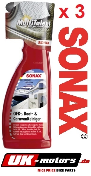 3 X SONAX GFK-, Boot- & CaravanReiniger 527400 750ml