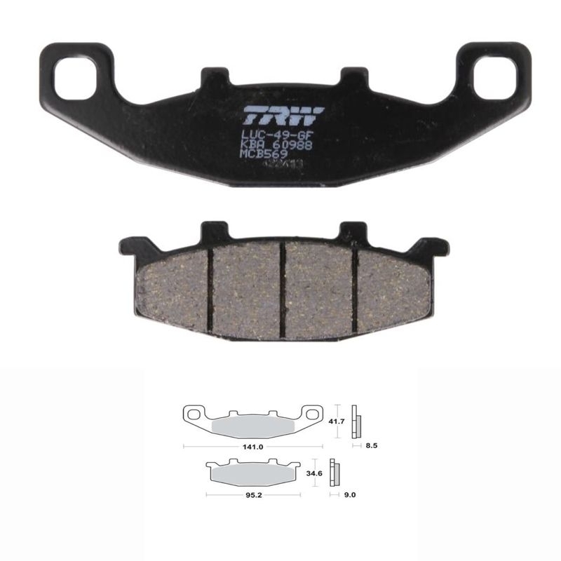 TRW MCB569 Bremsbeläge für Kawasaki ER500A GPX GPZ GTR KL KLE ZL ZR ZZR