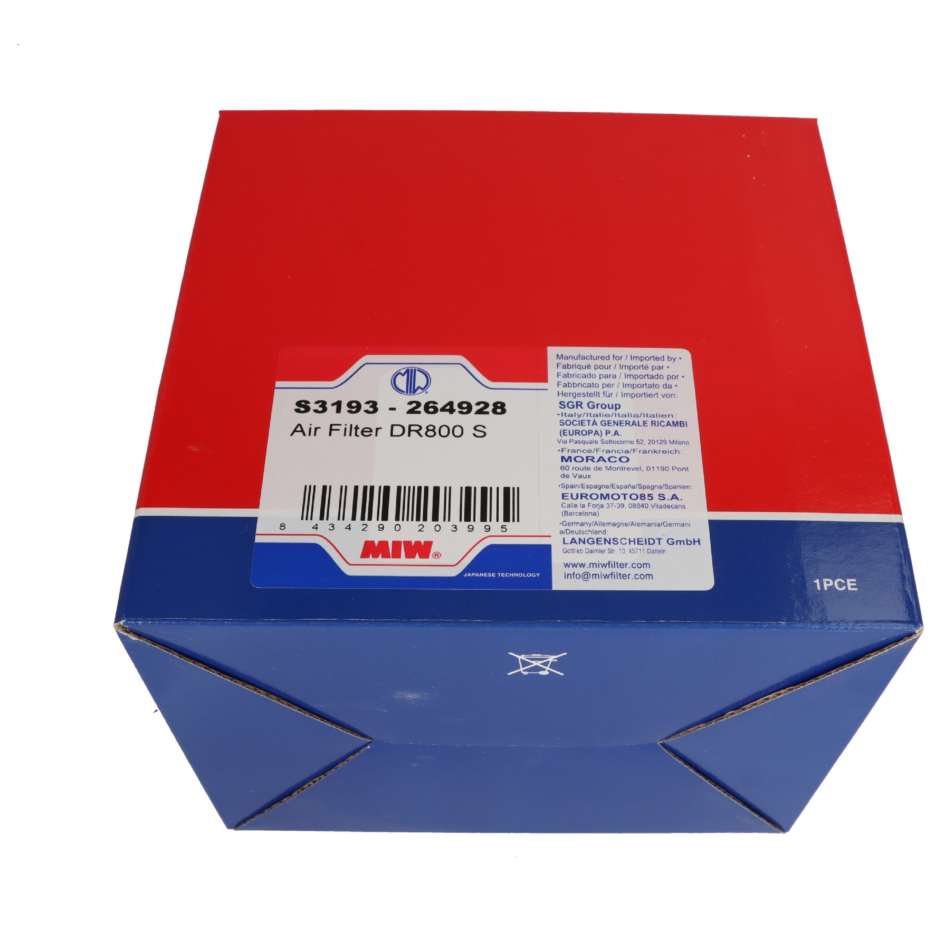 MIW S3193 Luftfilter für Suzuki DR800 S/SU Big 1991 - 1999 SR43B