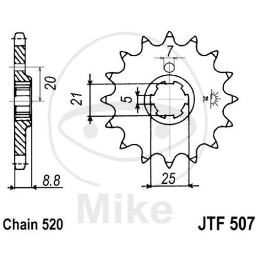 JT Ritzel 14 Zähne Teilung 520 / 507.14 JT Sprockets