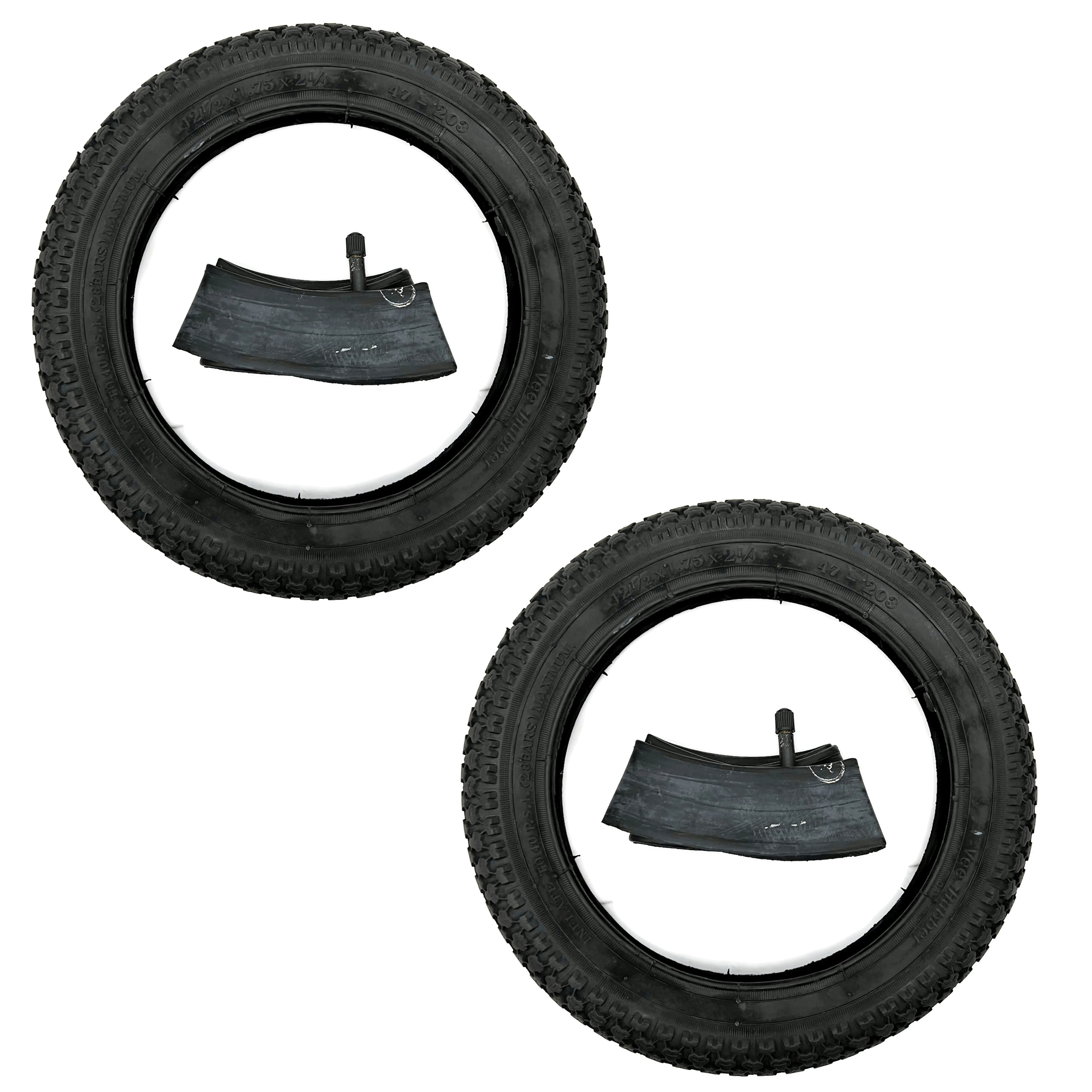 2x Reifen + 2x Schlauch 12 1/2 X1,75X2 1/4 = 47-203 VRB034 BK für Kinderwagen Roller