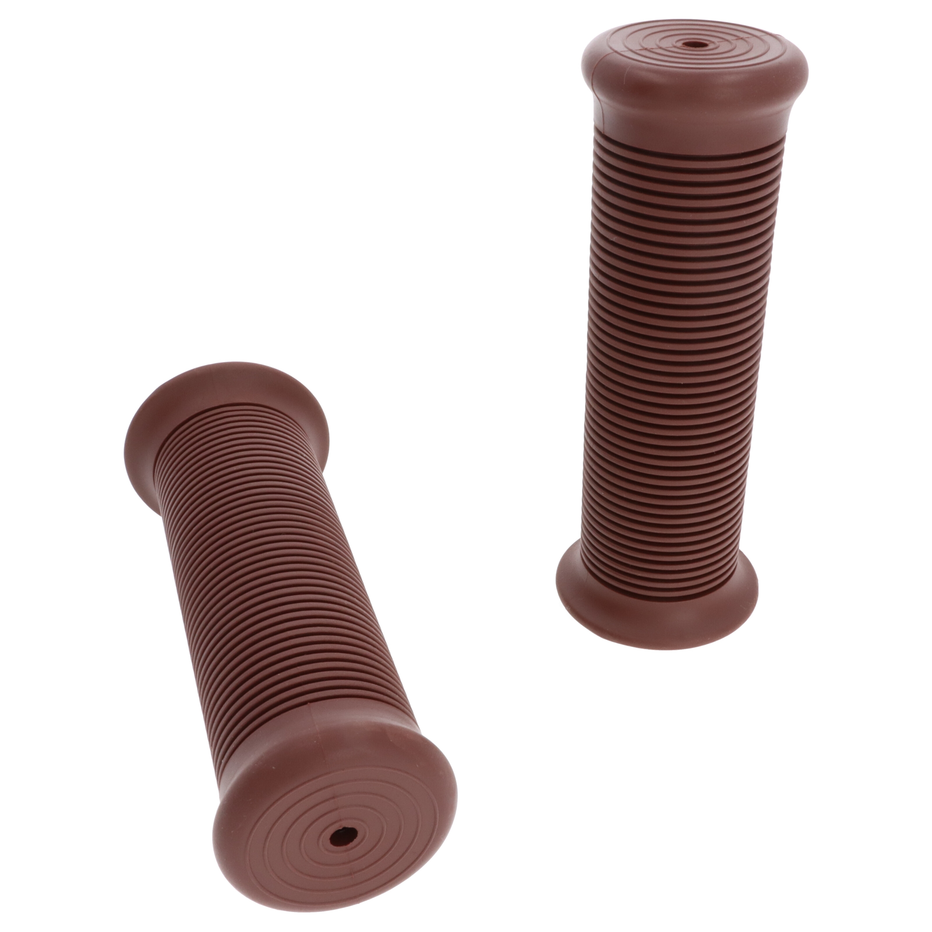Paar Griffgummis 25mm/28mm geschlossen braun soft im Old-School Design für Motorrrad Roller