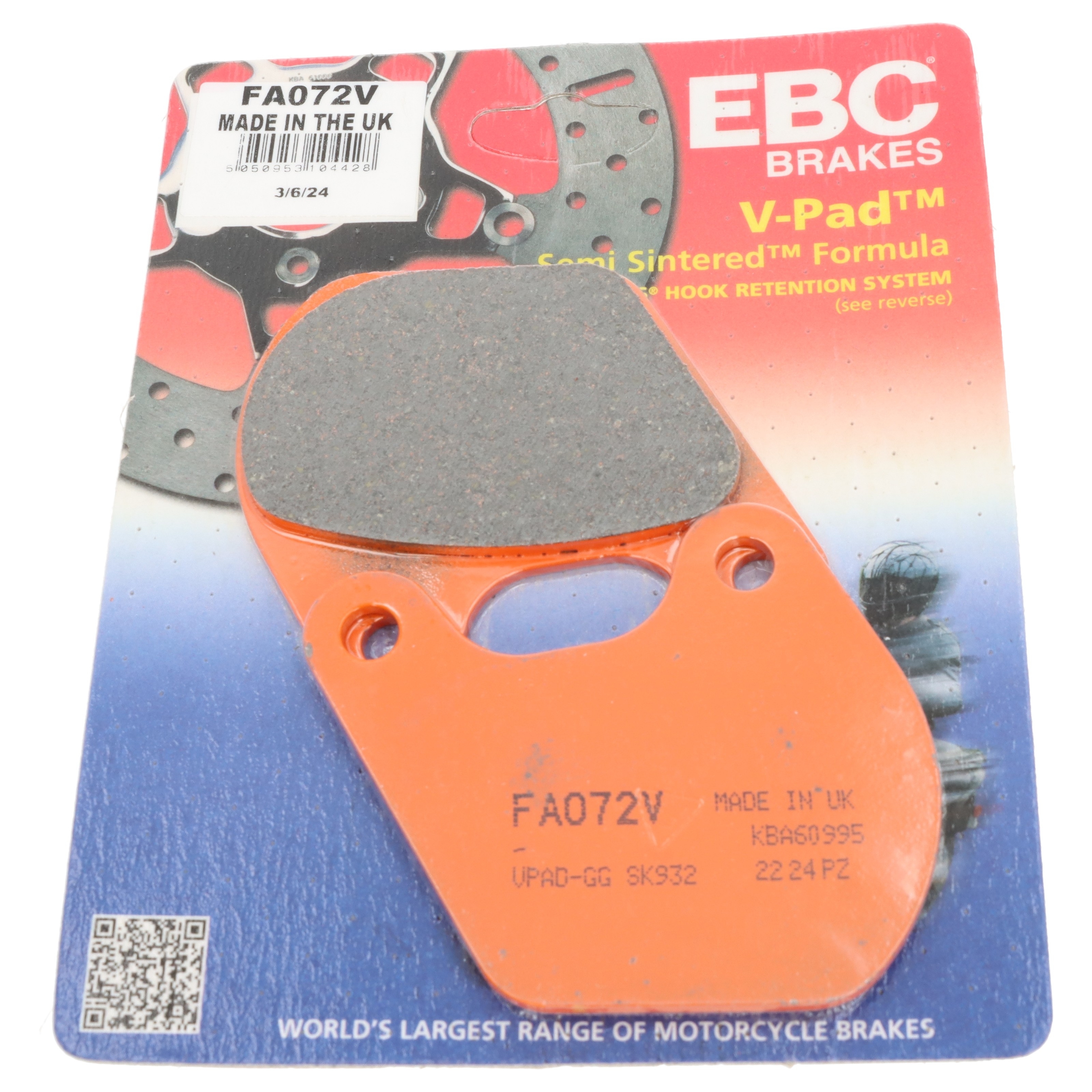 EBC Bremsbelag für Motorräder FA072V Semisintermetall