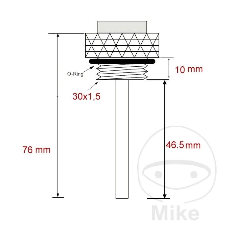 JMP Ölthermometer 30x1.5 mm für Kawasaki GPZ900R 1000 1100 GTR1000A ZZR1100 1200