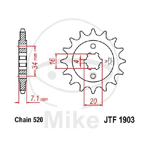 JT Ritzel 15Z Teilung 520 JT Sprockets JTF1903.15