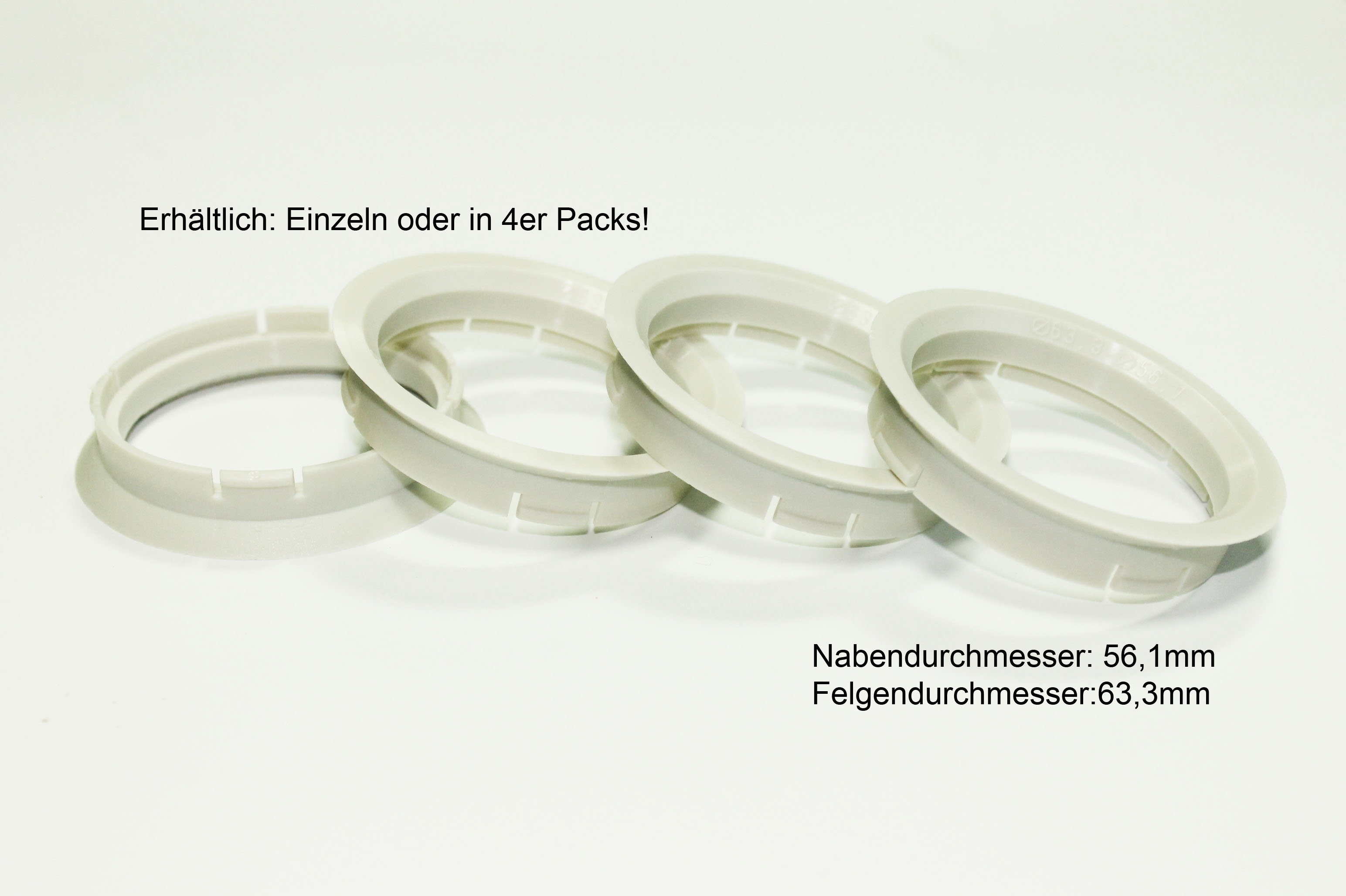 4 X Zentrierring Z05 ELFENBEINFARBEN 63,3mm x 56,1mm