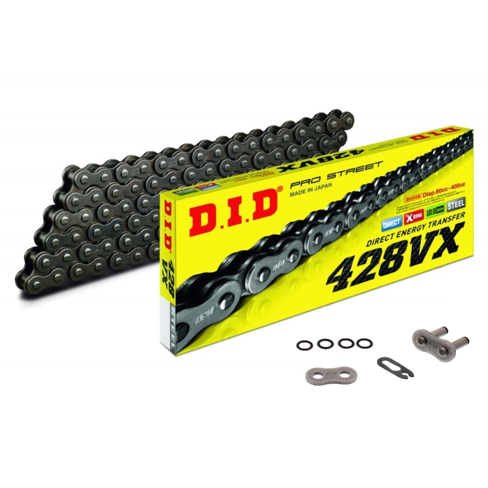 DID VX Motorrad X-Ringkette verstärkt 428 Teilung 60 Glieder offen +Clipschloss
