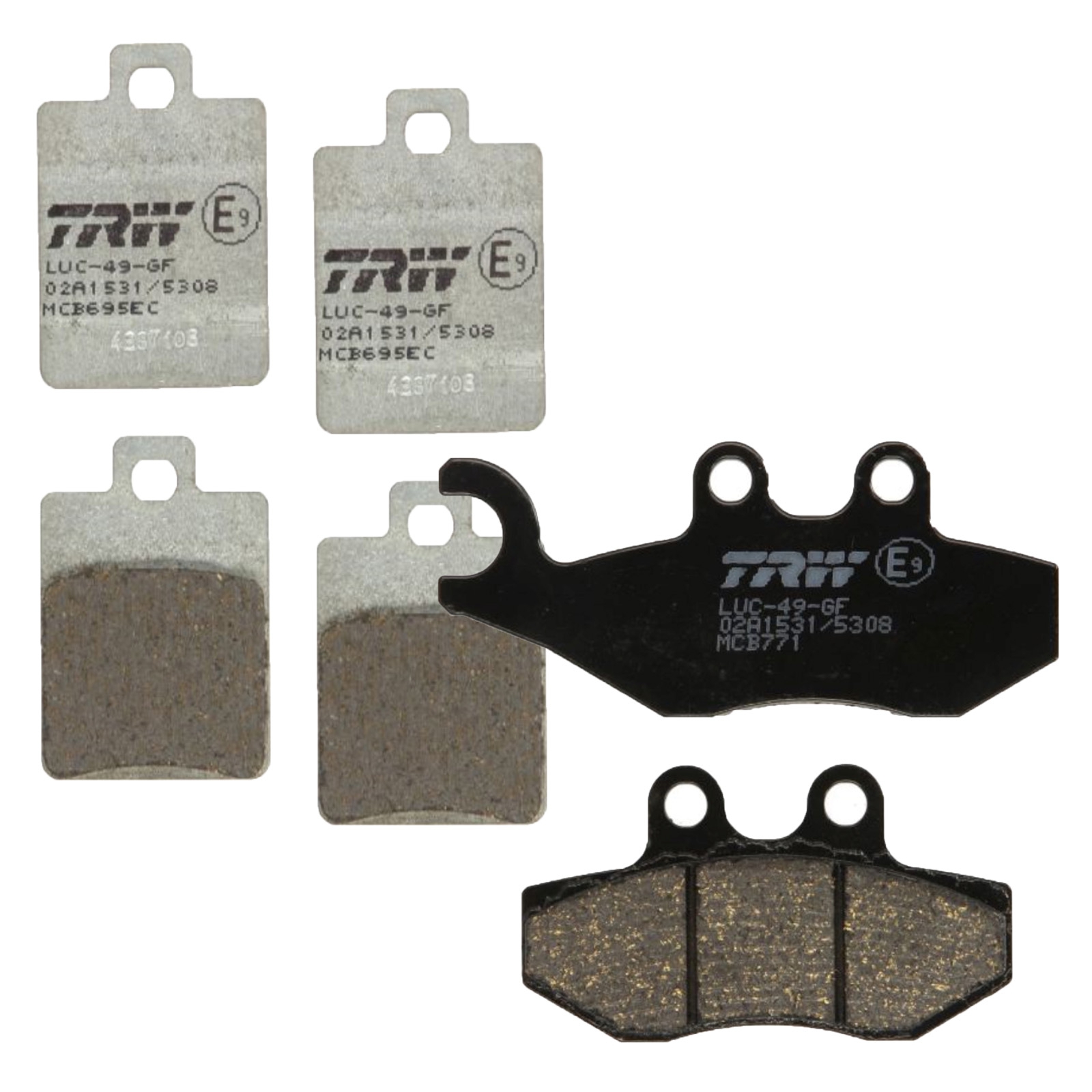 TRW Bremsbelagsatz vorne+hinten für Piaggio MP3 125 250 RL LT 300 ERL LT RL