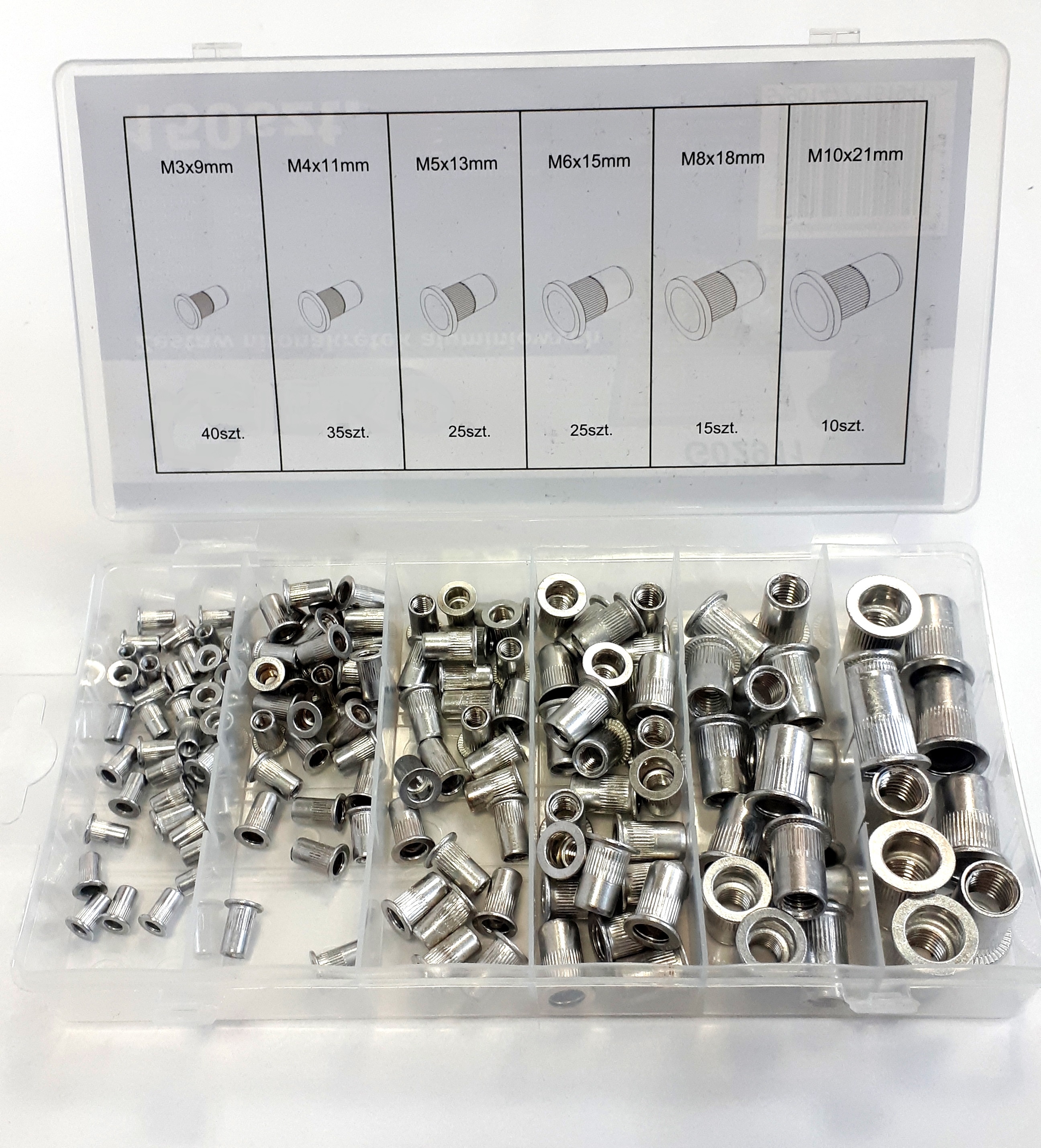 150-tlg. Alu Nietmutter-Sortiment Box Blindnietmuttern Satz Einnietmuttern Set M3-M10