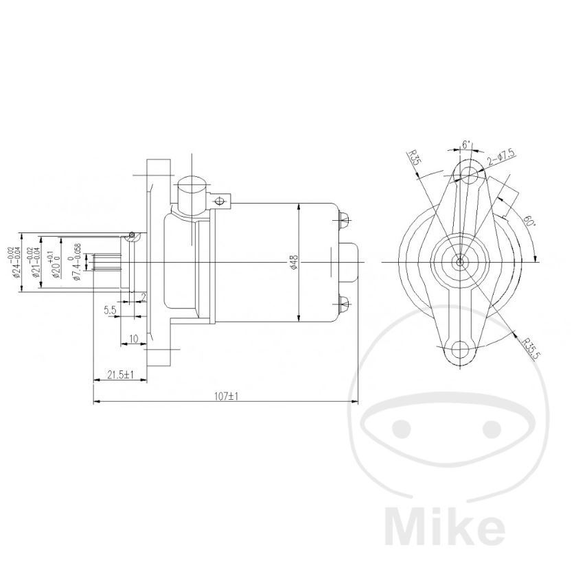 JMP MQD407C-anticlock Anlasser für Kymco 4T Agility Like People Super 8 Yager 50ccm Drehrichtung links