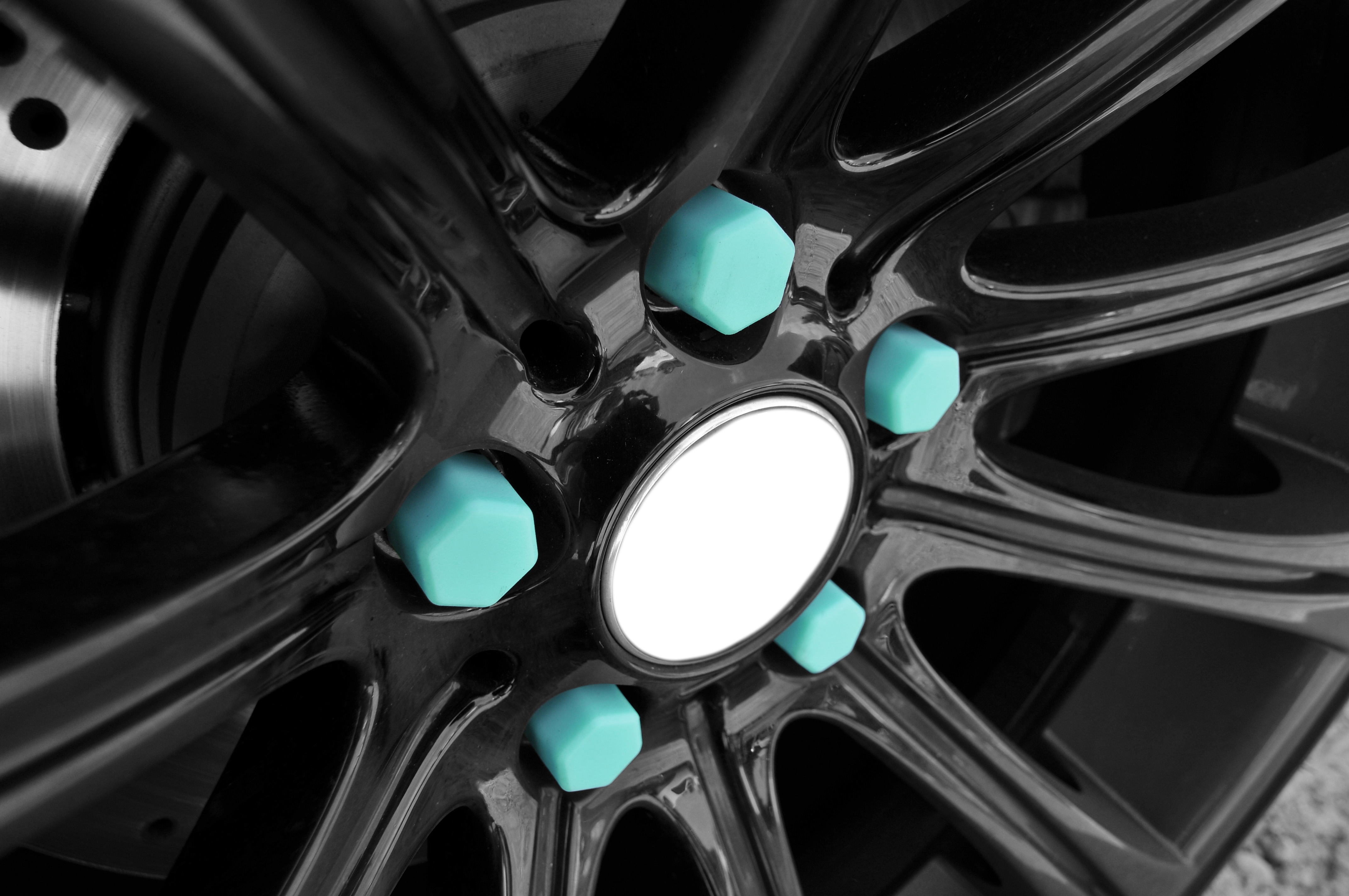 20 Stück Radschraubenkappen Silikon Blau SW19