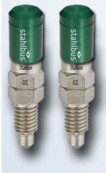 2x SB-110312 stahlbus Schnell-Entlüfterschraube Entlüfterventil M8x1.25x20 +Ventilkappen Grün