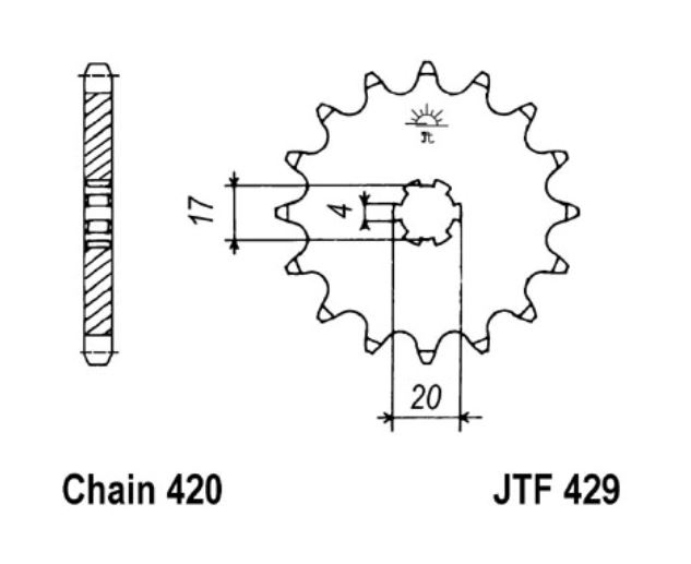 JT Ritzel 14 Zähne Teilung 420  / 429.14