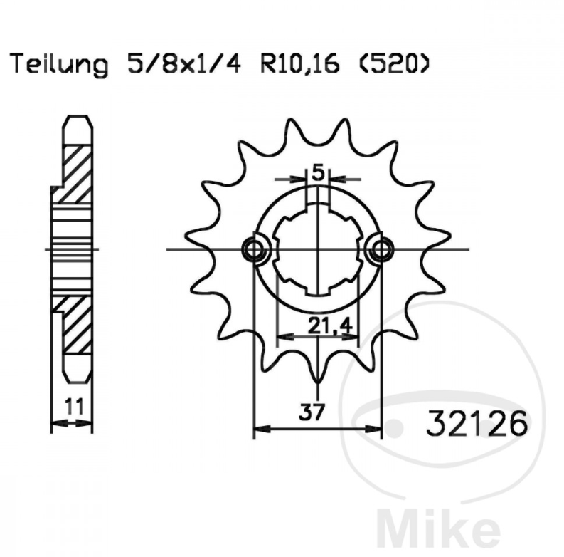 Esjot Kettenritzel für Aeon Cobra Overland E-Ton Goes SYM Quad Lander 200 Teilung 520 16 Zähne