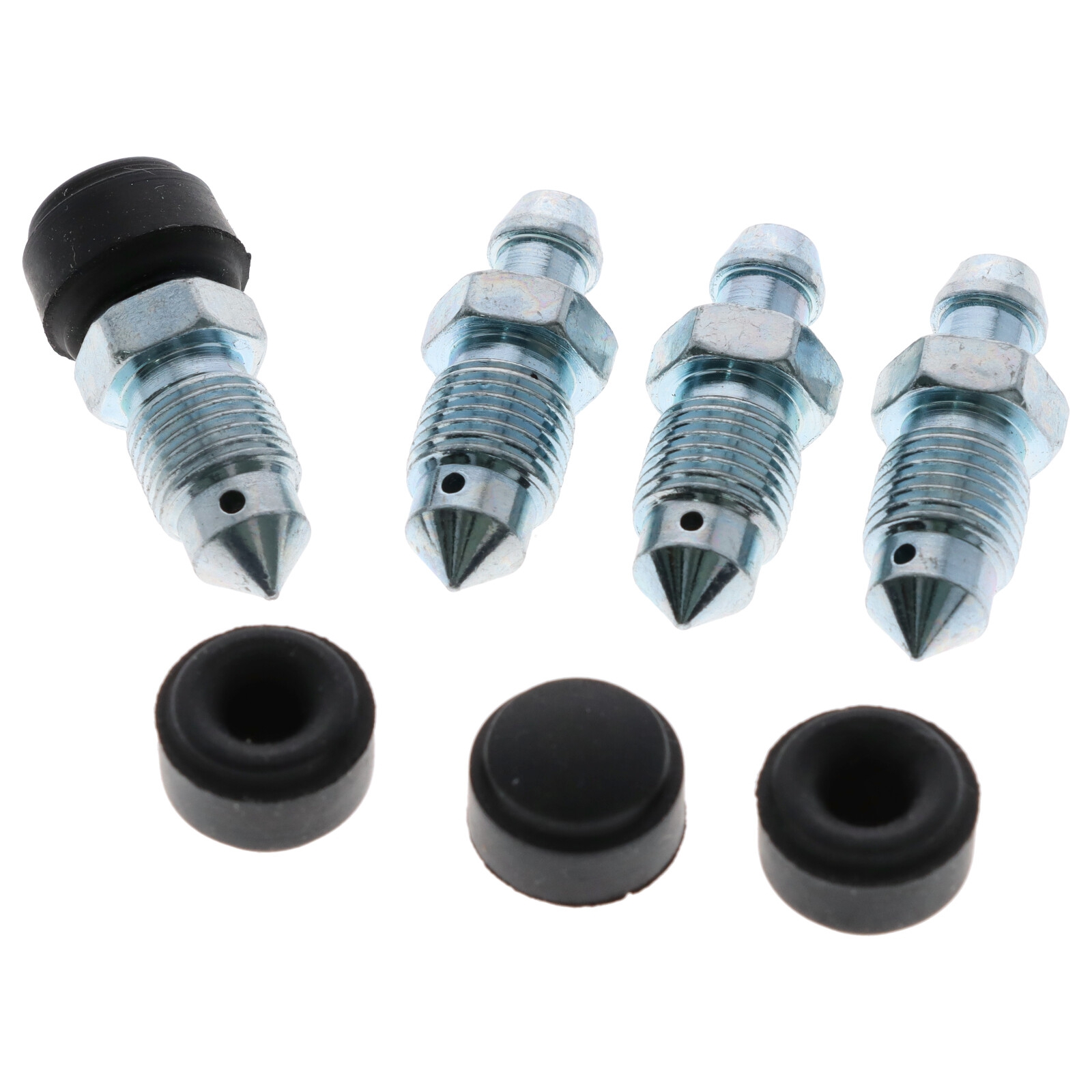 4x Quick Brake 0039-4 Bremssattel Entlüfterschraube Entlüftungsventil M10x1x30 mm mit Kappen