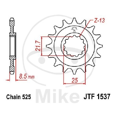 JT Ritzel 14 Zähne Teilung 525 / 1537.14 JT Sprockets