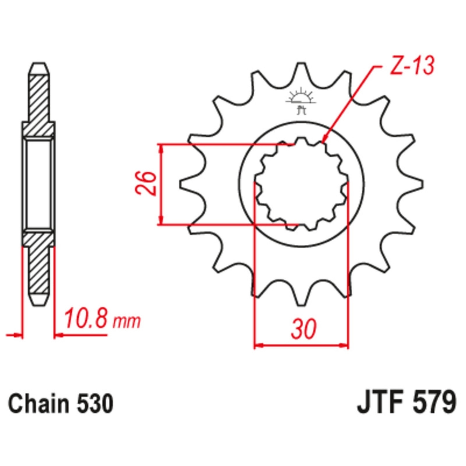 Ritzel für Yamaha FJ1100 1200 FZ1 FZS MT-01 XJR1300 YZF-R1 16-Zahn 530 Teilung