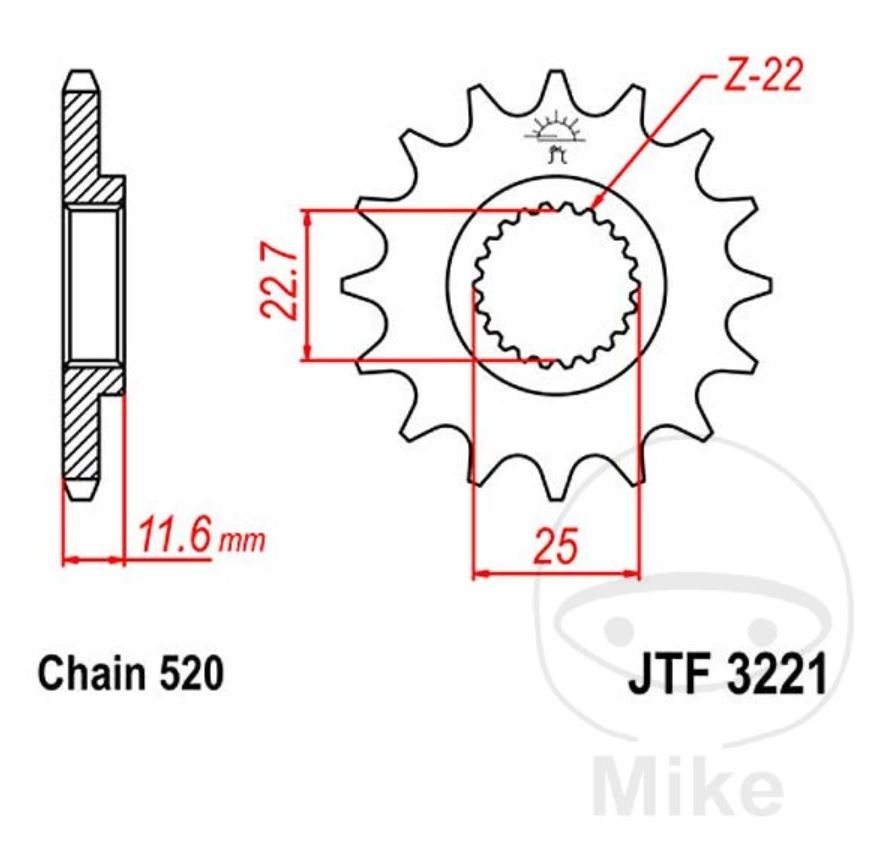 JT JTF3221.13 Ritzel vorne für Polaris Scrambler 500 4WD Trail Blazer Trail Boss 330 2WD Teilung 520