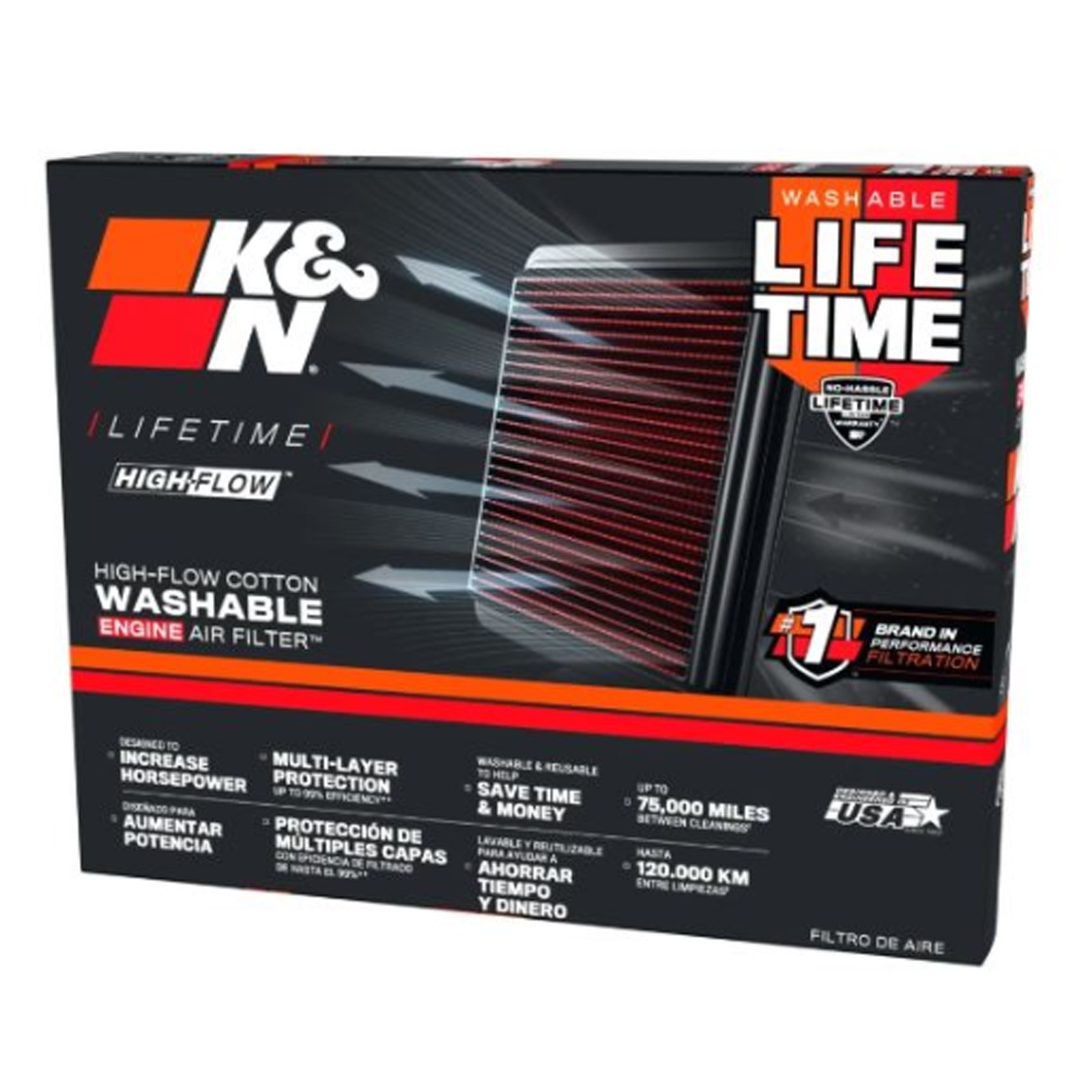 K&N Tauschluftfilter für Honda Avancier URV 2.0 Peugeot Rifter 1.2 2016-2023