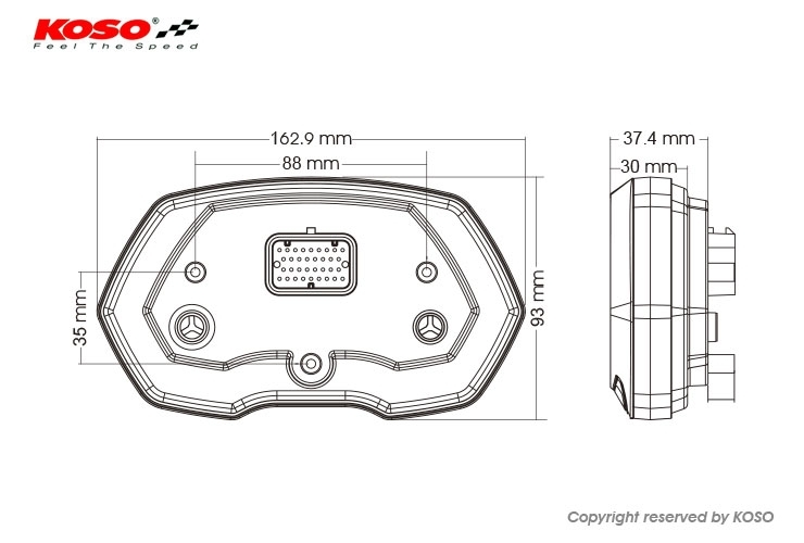 KOSO RXF Tachometer Drehzahlmesser Tacho RPM Temperatur Cockpit TFT LCD Display