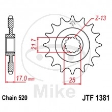 JT Ritzel 16 Zähne  Teilung 520  / 1381.16 JT Sprockets