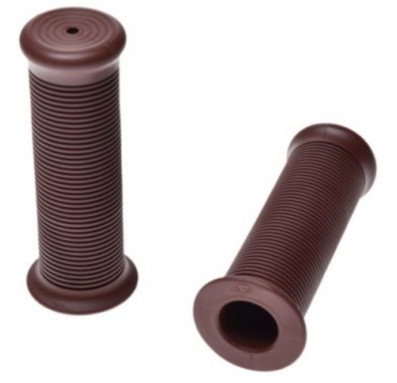 Paar Griffgummis 25mm/28mm geschlossen braun soft im Old-School Design für Motorrrad Roller
