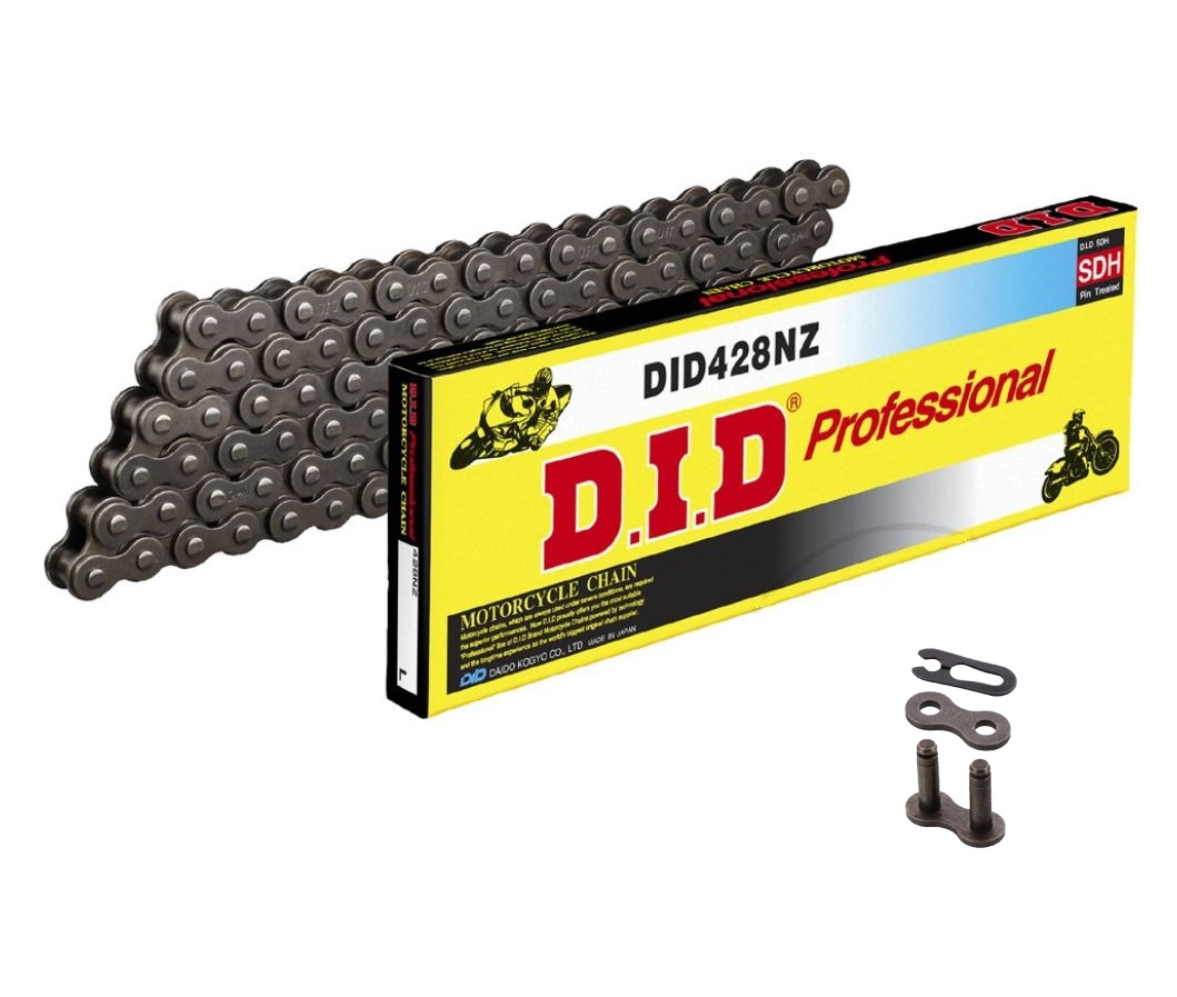 DID 428NZ Motorrad Standard-Kette 428 Teilung 140 Glieder offen mit Clipschloss