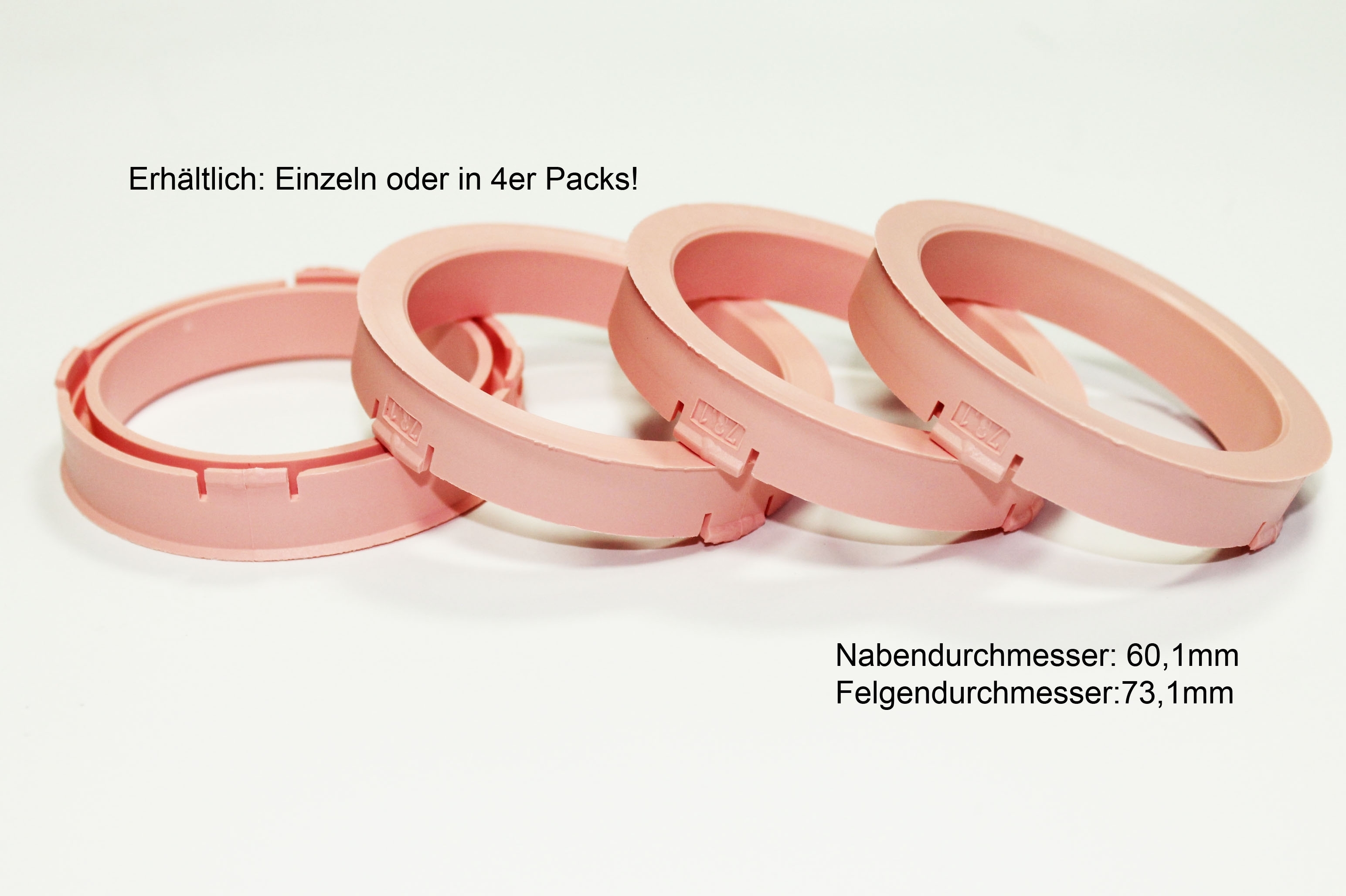 4 X Zentrierring S49 ROSA 73,1mm x 60,1 mm