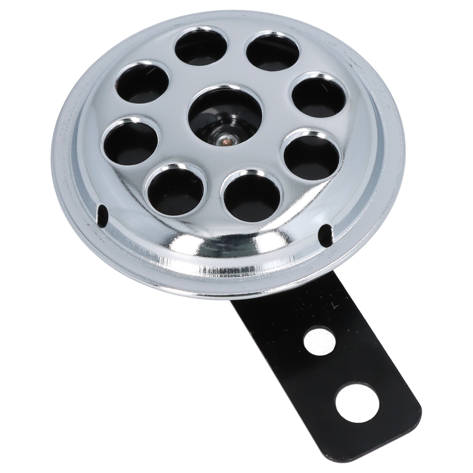 Universelle Motorrad Hupe aus Metall, chrom mit schwarzem Kern, 12 Volt, 71 mm 105db