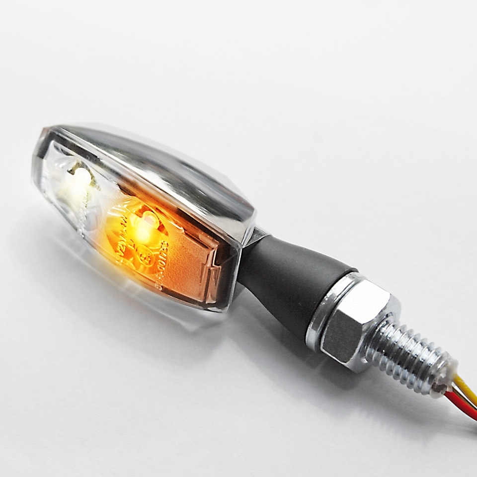 LED Blinker Positionsleuchten Einheit verchromt M8-Gewinde