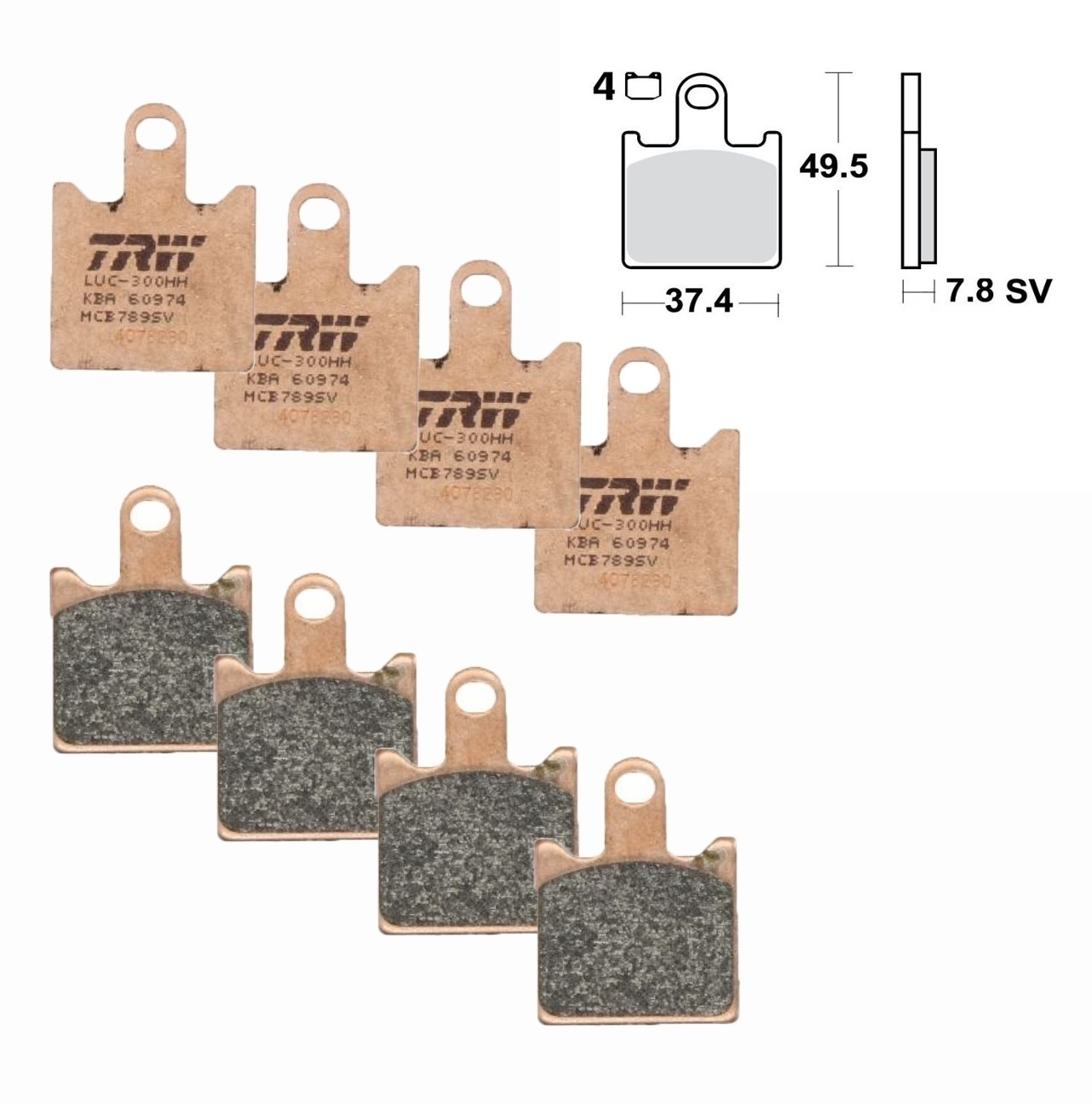 TRW MCB789SV Sintermetall Bremsbelagsatz vorne für Kawasaki ZZR 1400 ZZR1400 ABS 2006-2015