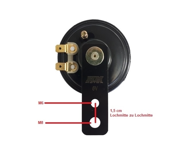 Motorrad Hupe schwarz, 12 Volt, 70 mm