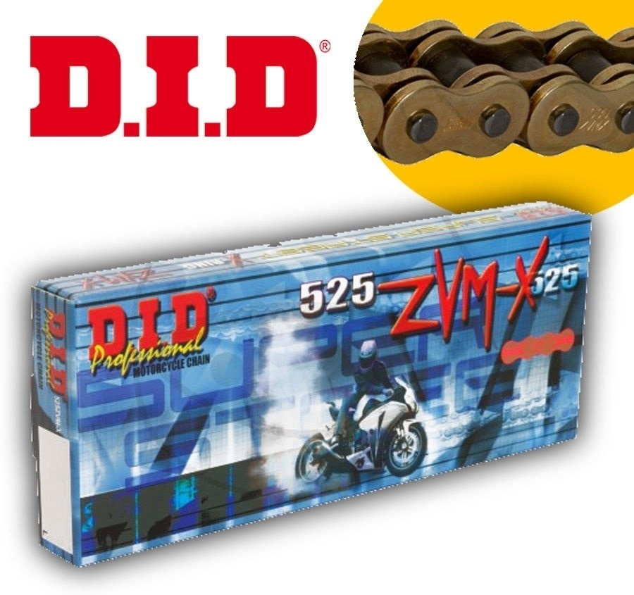 DID Antriebs Kette 525 ZVMX X-Ring 122 Glieder Gold