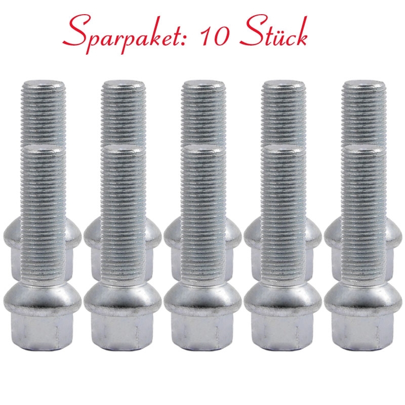 10er Pack Radschrauben Kugelbund M12 x 35mm