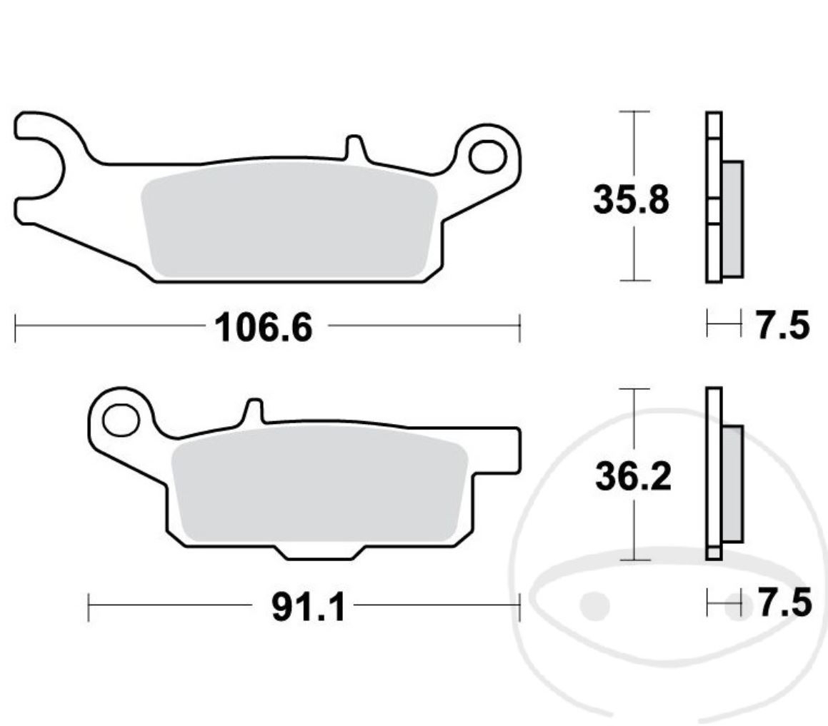 TRW MCB802SI Sintermetall Bremsbeläge vorne rechts für Yamaha YFM700 Kodiak YFM250 R YFM550 Grizzly