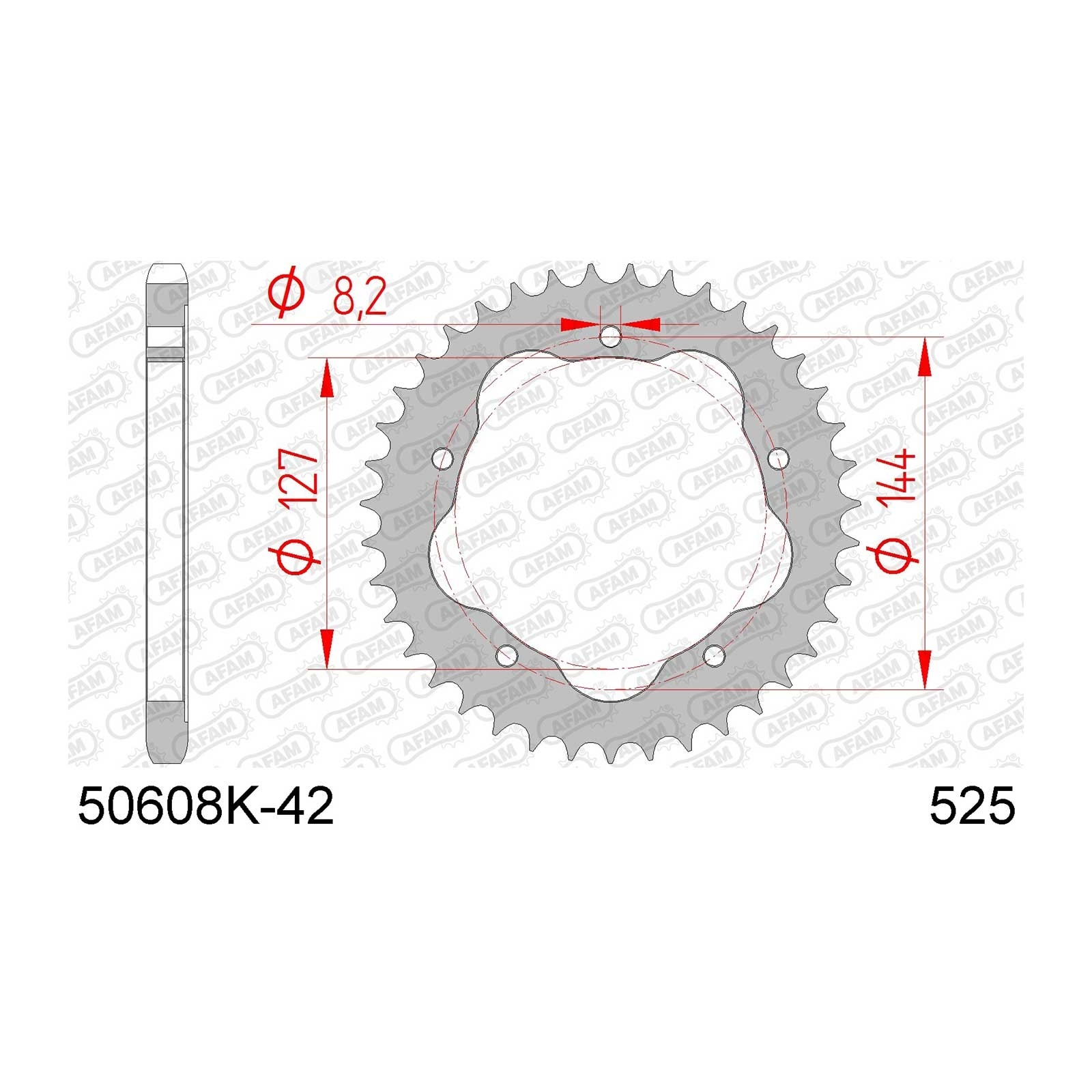 AFAM Kettenrad Teilung 525 42 Zähne Stahl schwarz