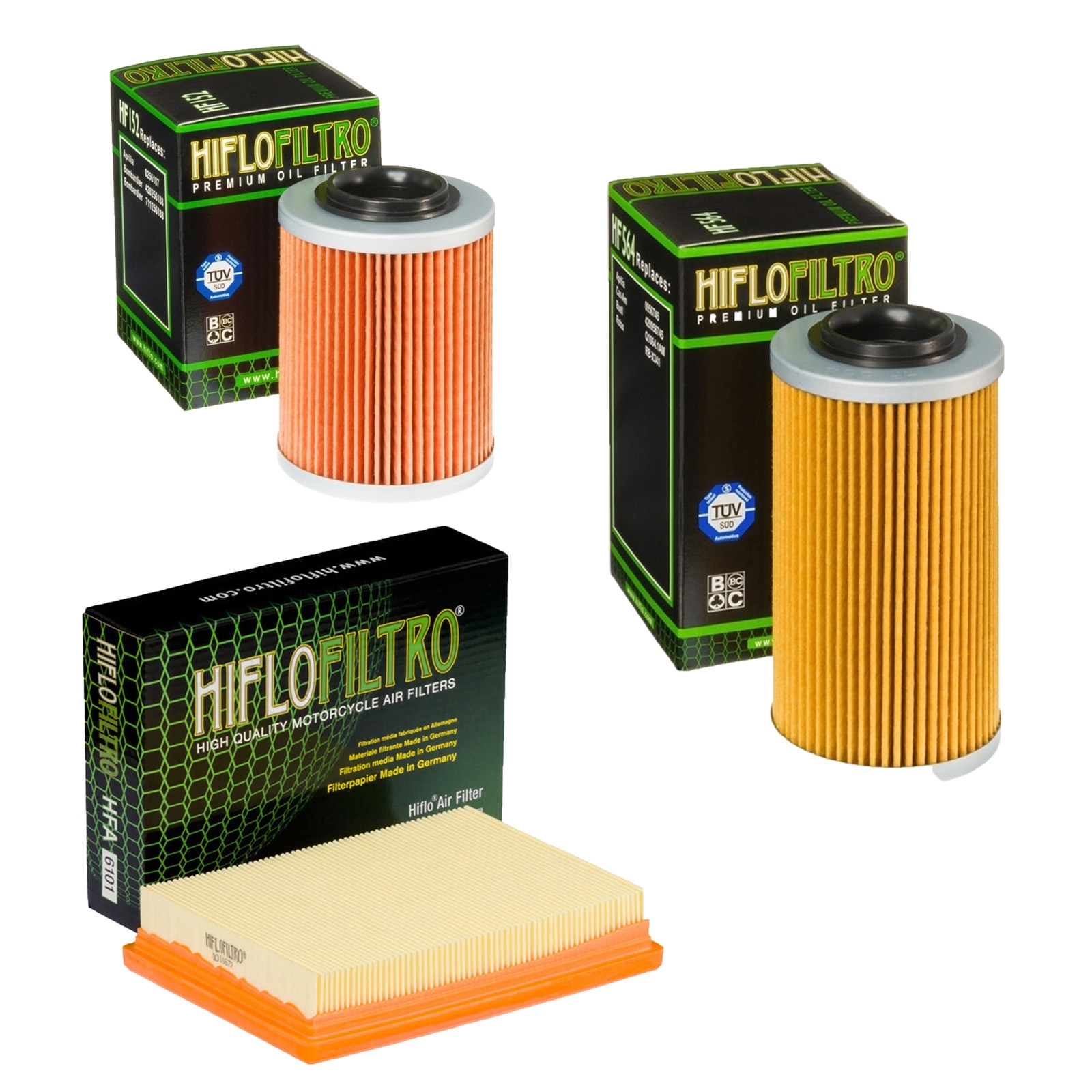 HIFLO Satz Luftfilter 2x Ölfilter für Aprilia RSV1000 R 2004-10 Tuono 1000 2006-11 Inspektionskit
