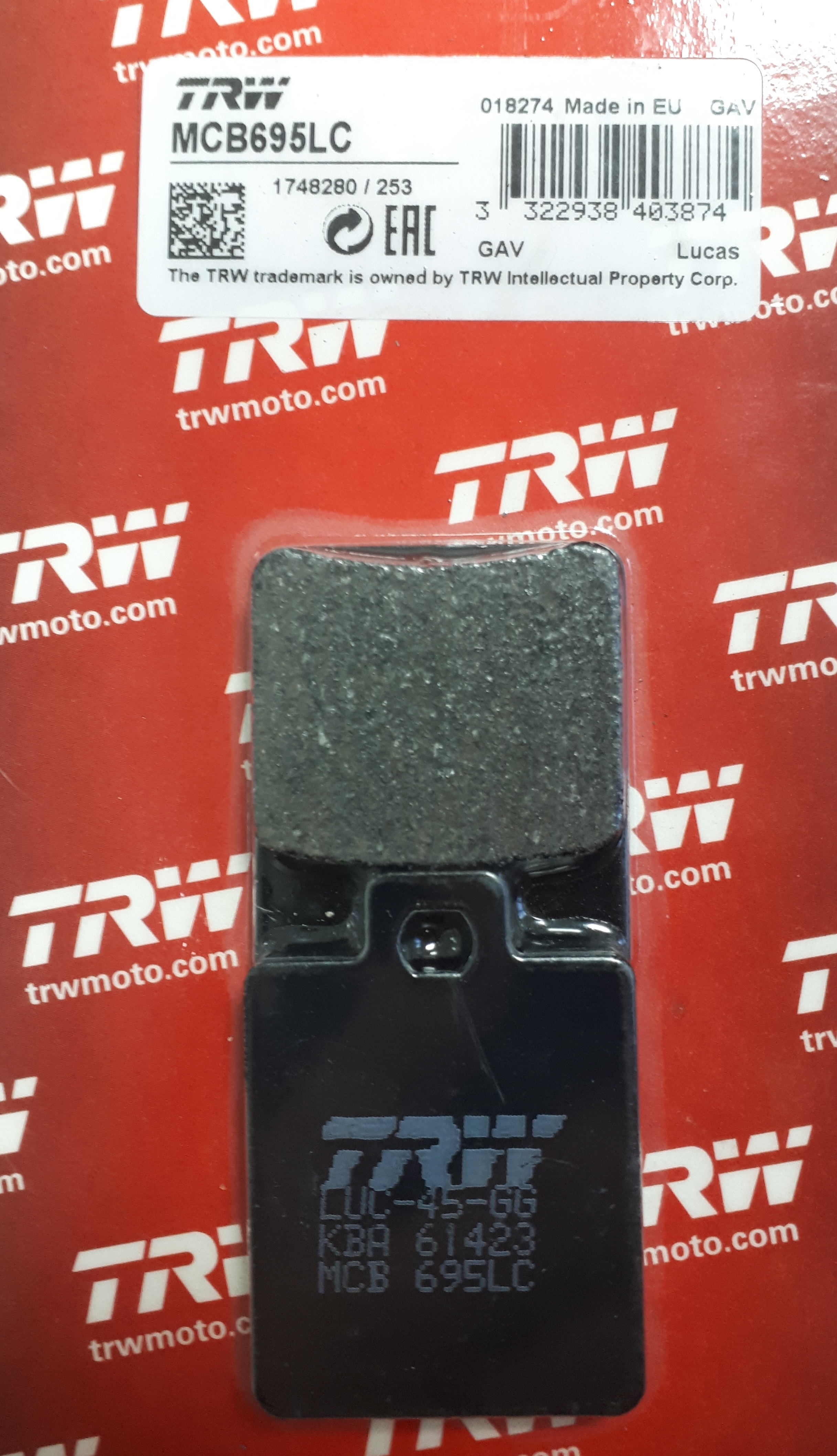 TRW MCB695LC Bremsbeläge hinten für Peugeot Speedfight 1 2 Citystar Tweet Piaggio NRG LC SYM Symphony